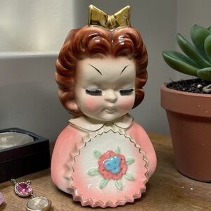 Vintage Mid-Century Girl Head Vase - Made in Japan